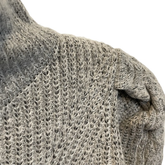 Industry Republic Women's SP Gray Heather Mock Neck Cable Knit Puffed Sleeves - Picture 5 of 11